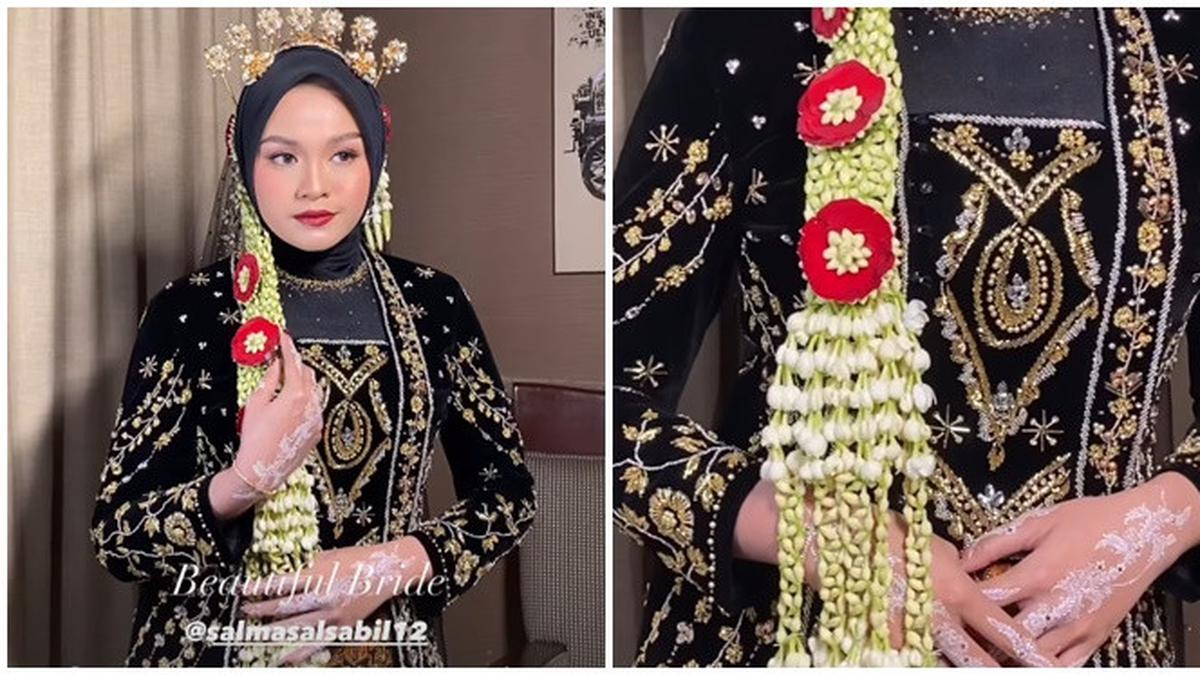 6 Potret Detail Penampilan Salma Salsabil di Hari Pernikahan, Pakai Busana Adat Jawa
