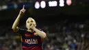 4. Andres Iniesta – Pemain jebolan La Masia ini pernah merasakan manisnya gelar juara saat membela Barcelona. Sebanyak 32 trofi mampu ia persembahkan untuk tim Katalan. (AFP/Pierre-Philippe Marcou)