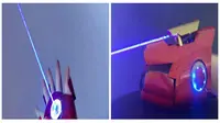 replika sarung tangan Tony Stark yang dilengkapi dengan laser, sama persis seperti di film.