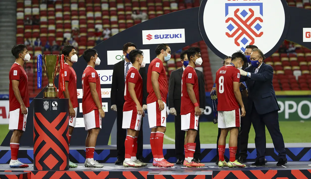 Bagi Timnas Indonesia, predikat runner-up menjadi yang keenam kalinya sepanjang sejarah Piala AFF. (AP/Suhaimi Abdullah)