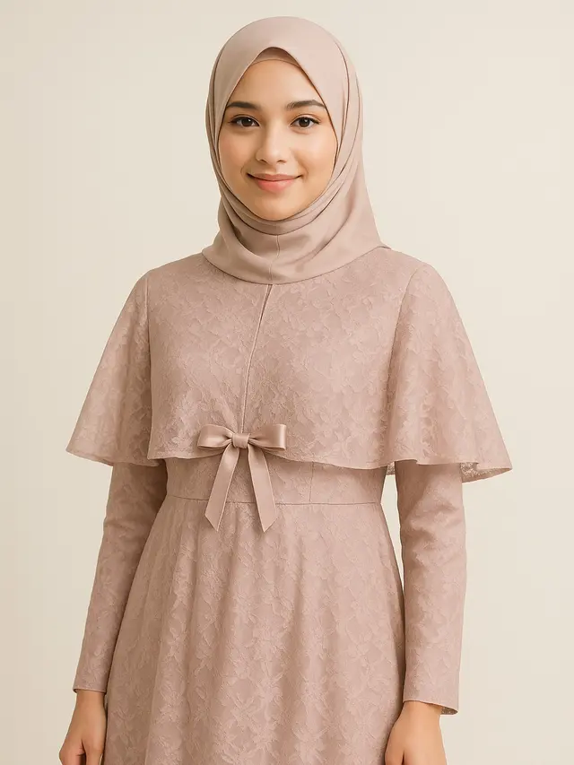 Gamis Brokat Princess dengan Detail Pita Manis (Image by ChatGPT)