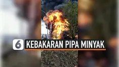 Kebakaran hebat terjadi di Kota Cimahi, Jawa Barat, Selasa (22/10/2019). Kebakaran tersebut diduga berasal dari kebocoran pipa minyak milik Pertamina.
