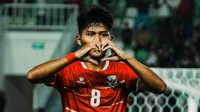 Striker timnas Indonesia Arkhan Kaka merayakan gol ke gawang Myanmar pada laga Grup A Piala AFF U-19 2026 di Stadion Utama Sumatera Utara, Senin (1/6/2026). (X Timnas Indonesia)