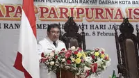 Wali Kota Balikpapan Rizal Effendi dalam Rapat Paripurna Istimewa HUT Kota Balikpapan, Senin (8/2/2021).