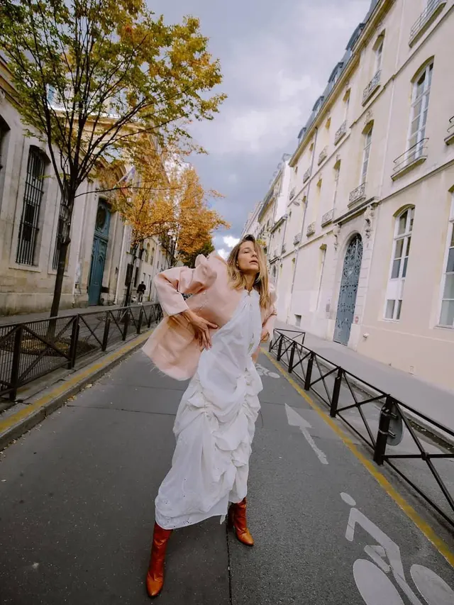 Sean Sheila layered organza suit at Paris Fashion Week 2020