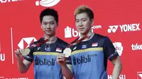 2. Marcus Fernaldi Gideon/Kevin Sanjaya Sukamuljo - Pasangan ganda putra nomor satu dunia itu pernah dua kali beruntun menjadi jawara All England. The Minions meraih gelar juara pada tahun 2017 dan 2018. (Bola.com/M Iqbal Ichsan)