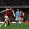 Gabriel Martinelli mencetak gol tunggal kemenangan Arsenal atas Manchester City pada laga pekan kedelapan Premier League di Stadion Emirates, Minggu (8/10/2023) malam WIB. (AFP/Adrian Dennis)