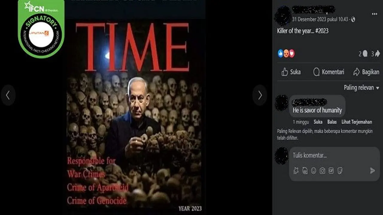 Gambar yang diklaim sampul Majalah TIME berjudul "Killer of The Year". (sumber: Facebook)