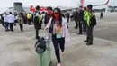 Para WNI korban TPPO yang berhasil dievakuasi dari Myawaddy tersebut berasal dari 21 provinsi. (Tatan SYUFLANA/POOL/AFP)