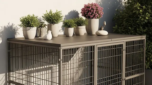 Kandang Anjing Minimalis di Teras Rumah (AI)