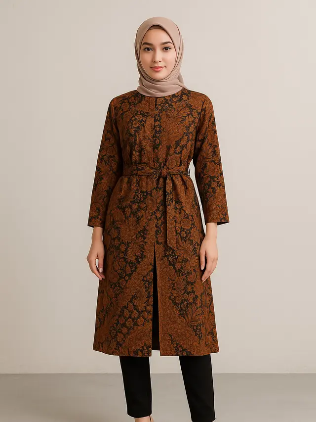 Model Tunik Batik Belah Panjang yang Lagi Tren