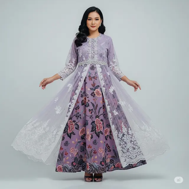 Dress Batik Kombinasi Tile Elegan 2025.
