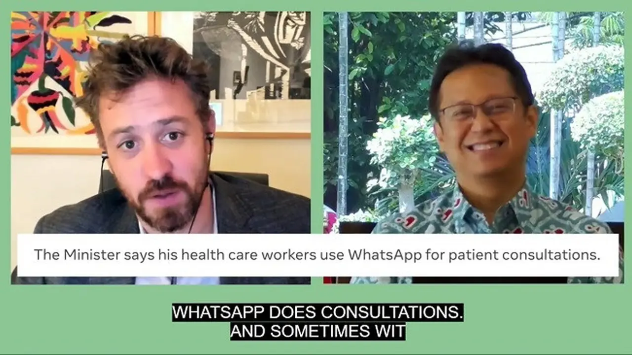 Menkes Budi Gunadi Sadikin bersama Head of WhatsApp Will Cathcart (Tangkapa Layar dialog virtual COVID Response: The Role of Tech in the Global Recovery)