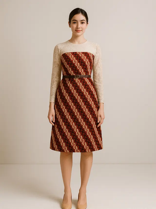 Dress Batik Kombinasi Brokat Tema Hari Kemerdekaan