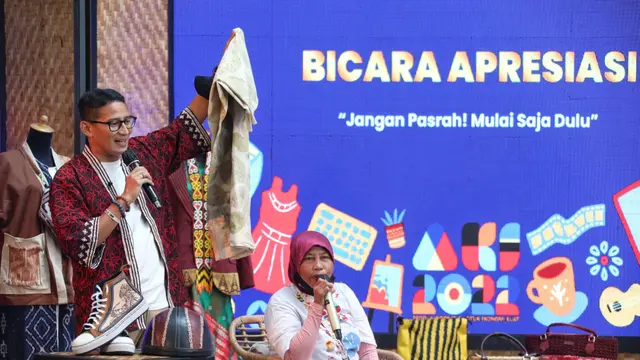Menparekraf Sandiaga Uno berbicara forum Apresiasi Kreasi Indonesia (AKI) 2022 di Pontianak, Kalimantan Barat.