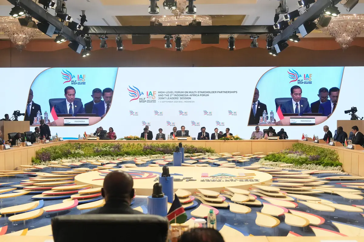 Presiden RI Joko Widodo (Jokowi) membuka Indonesia-Africa Forum 2024 di Nusa Dua, Bali, Senin (2/9/2024). (Dok. Kemlu RI)