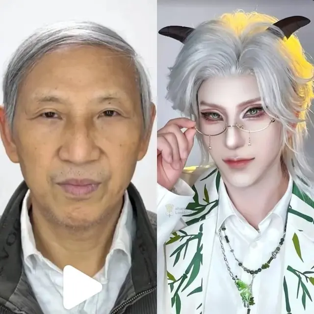 Before-after kakek didandani jadi pria muda