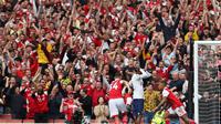 Striker Arsenal, Gabriel Jesus usai cetak gol ke gawang Tottenham Hotspur di Liga Inggris 2022/2023. (ADRIAN DENNIS / AFP)
