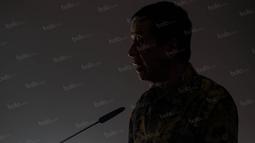 Juara All England delapan kali, Rudy Hartono, memberikan sambutan saat peresmian GOR Jaya Raya. Persemian ini juga dalam rangka peringatan ulang tahun ke-40 PB Jaya Raya. (Bola.com/Vitalis Yogi Trisna)