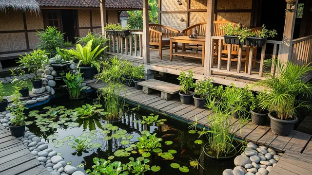 Contoh Teras Rumah Kampung Sederhana dengan Tanaman Hijau/Gemini AI