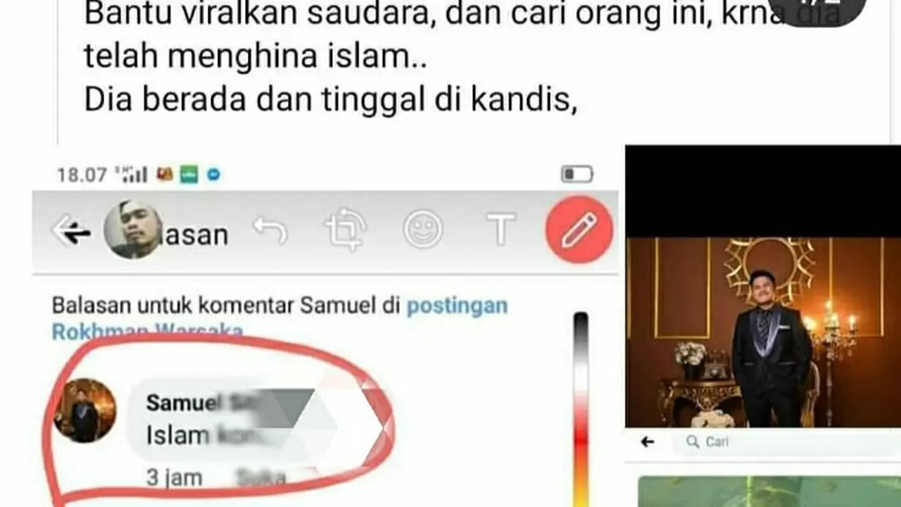Tangkapan layar yang dijadikan sebagai bukti penistaan agama di Kabupaten Siak.