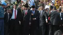 Presiden Jokowi dan Presiden SBY saat bersiap menuju ke gerbang Istana Negara, Jakarta, Senin (20/10/2014) (Liputan6.com/Herman Zakharia)
