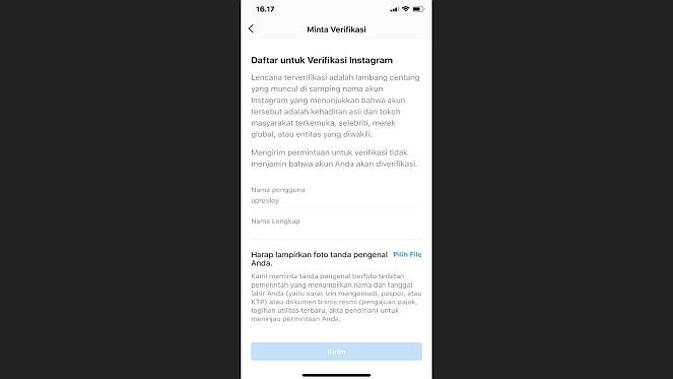 Cara baru mengajukan verifikasi Instagram (Foto: Instagram)