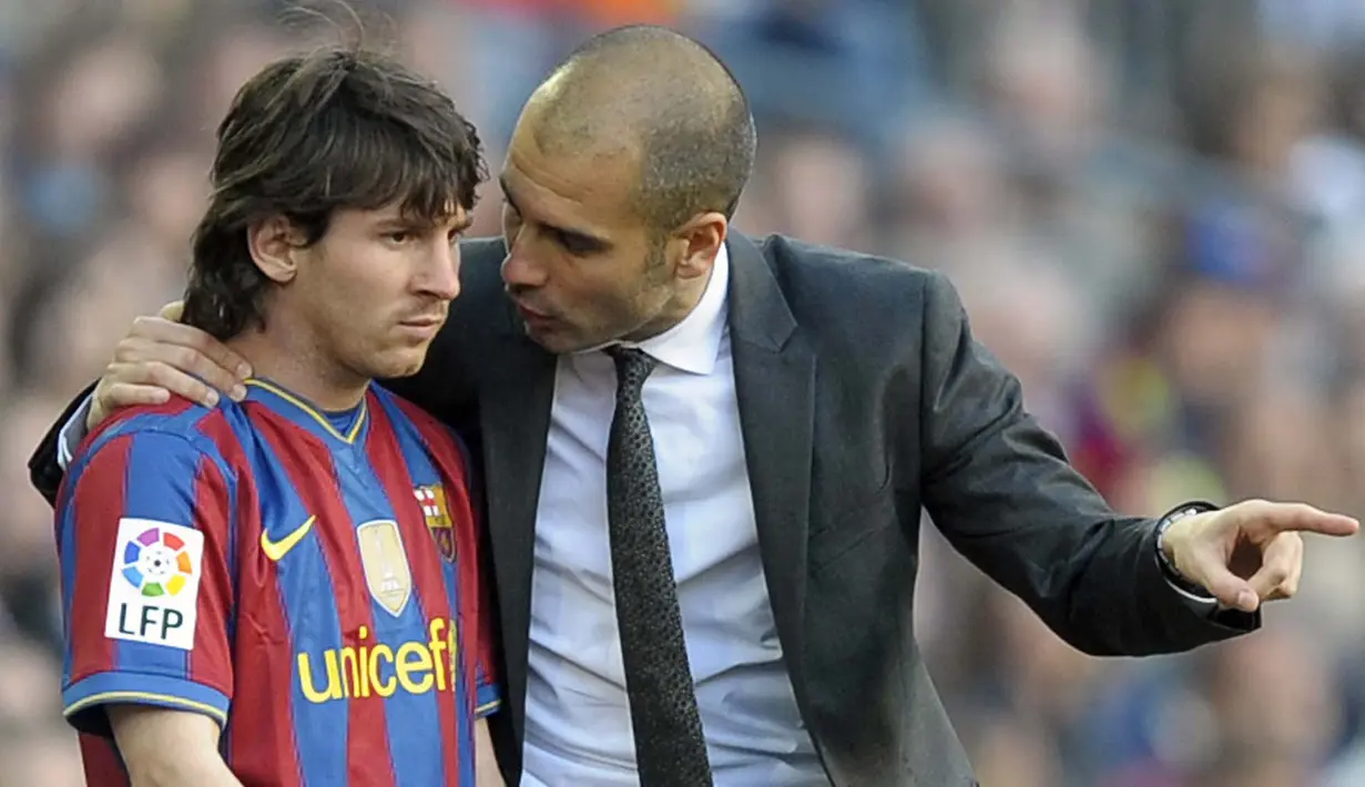 Bermain di Camp Nou hingga 2001, Guardiola sempat bermain untuk Brescia dan AS Roma sebelum pensiun pada tahun 2006 dan sempat menjadi pelatih Barcelona yang mengantarkan Lionel Messi menjadi pemain kelas dunia. (Foto: AFP/Lluis Gene)