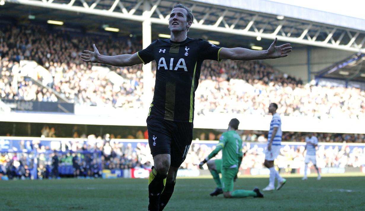 Harry Kane memegang rekor sebagai satu-satunya pemain di Liga Inggris yang mampu mencetak gol ke semua gawang tim yang pernah dihadapinya bersama Tottenham Hotspur di Liga Inggris. Total ia mampu menjebol gawang 30 tim di Liga Inggris. (AFP/Adrian Dennis)