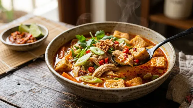 Sup Ayam Tahu Kering (AI Generated)