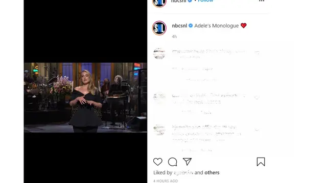 Unggahan SNL mengenai monolog Adele. (NBC- Instagram/ nbcsnl)