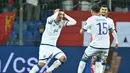 Kosovo menyamakan kedudukan lewat Muhamet Hyseni pada menit ke-82. (SEBASTIEN BOZON / AFP)