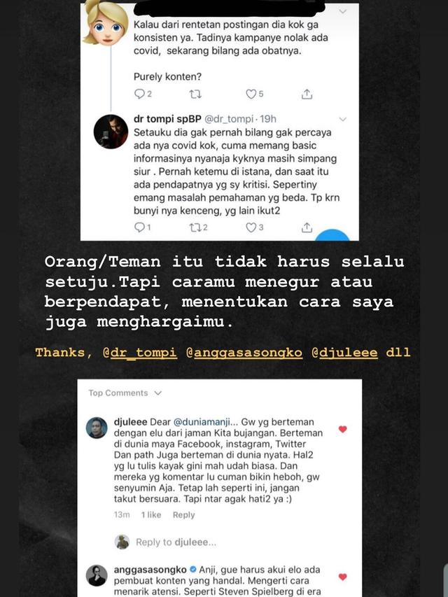 Unggahan Anji. (Foto: Instagram @duniamanji)