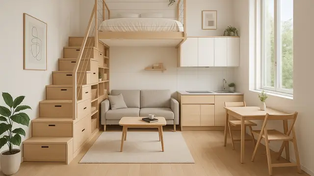 Inspirasi Rumah 4×3 Minimalis Mezzanine Hemat Biaya di 2025/Ilustrasi gambar AI