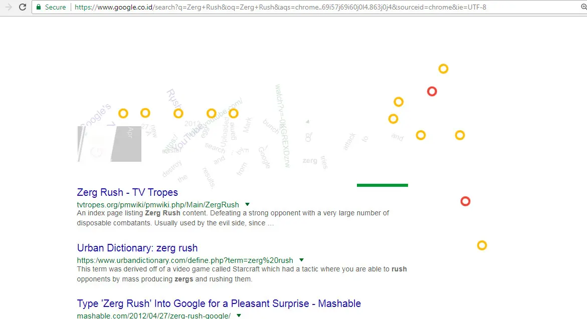 Zerg Rush, salah satu gim tersembunyi di Google (Sumber: Google)
