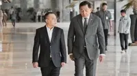 Momen Dasco-Sjafrie Jalan Bareng Menuju Rapat Komisi I DPR