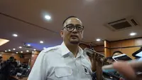 Semuel Abrijani Pangerapan, Dirjen Aptika Kemkominfo saat konferensi pers di Kantor Kemkominfo, Jakarta. Liputan6.com/Agustin Setyo W