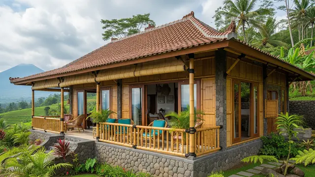 Model Rumah Tropis di Lereng Gunung/ Ilustrasi AI