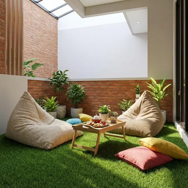 Model Teras Rumah Lahan Terbatas yang Muat Kursi Tamu