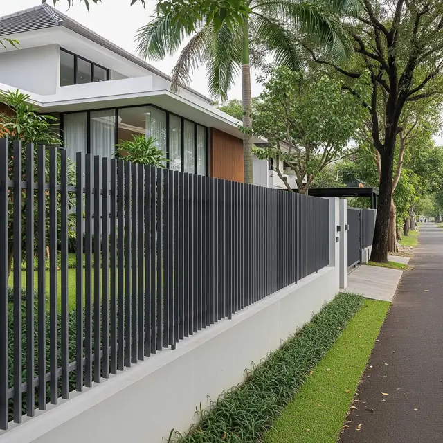 Pagar Beton Kombinasi Besi Minimalis dan Estetik