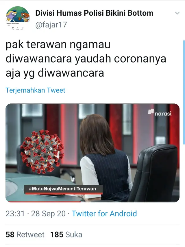 Meme Najwa Shihab. (Foto: Twitter @fajar17)
