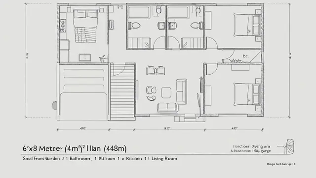 Sketsa Rumah Minimalis 6×8 dengan Ruang Jemur di Belakang