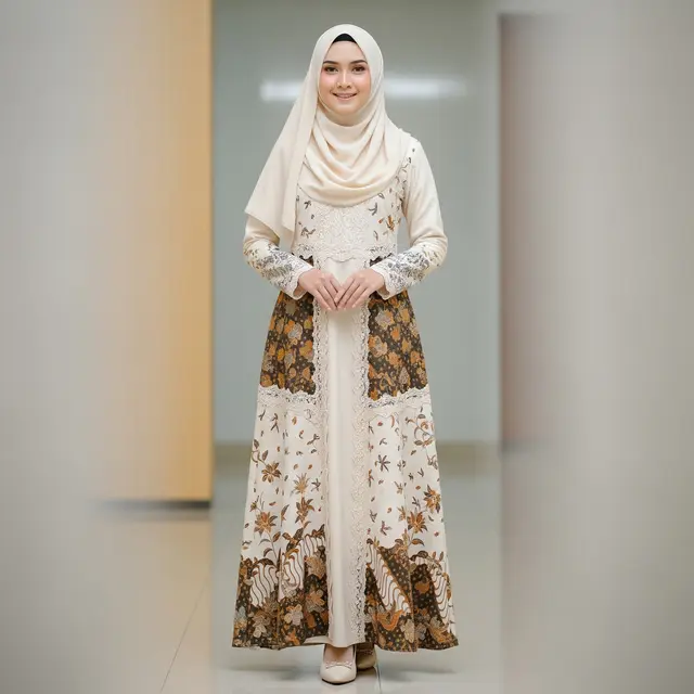 Model Gamis Kombinasi Depan untuk Gaya Muslimah Modern