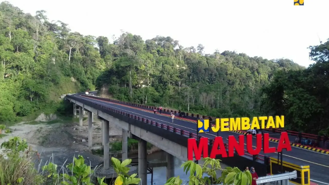 Jembatan Manula menghubungkan ruas jalan nasional Bengkulu dengan Lampung. Dok PUPR