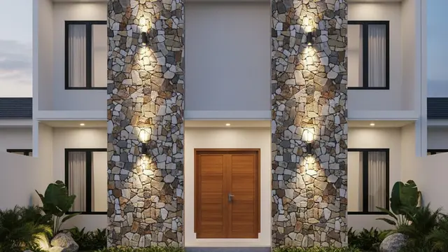 Gambar Rumah Minimalis dengan Pilar Batu Alam