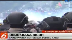 Bentrok memanas ketika polisi mengamankan sejumlah pengunjuk rasa guna membubarkan aksi.