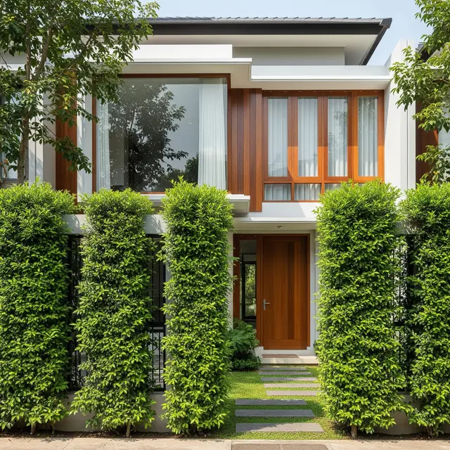 9 Inspirasi Pagar Rumah Setengah Tertutup agar Tetap Privat, Desain Estetik