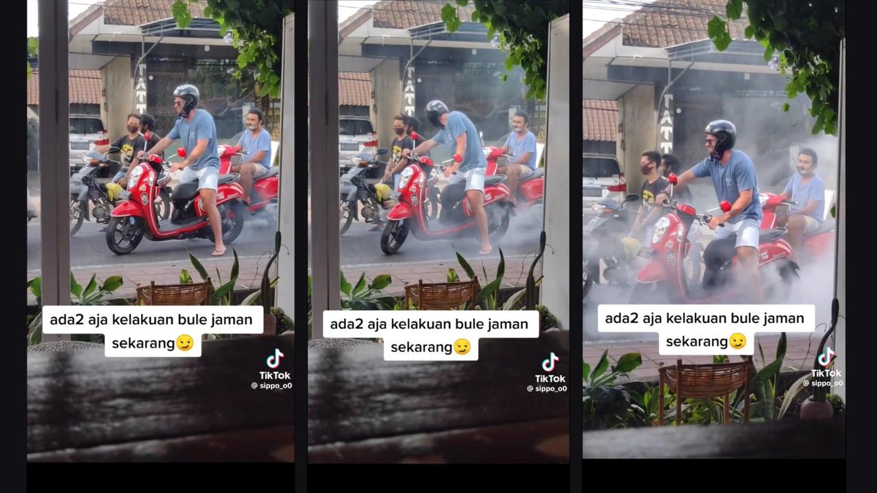 Bule Lakukan Aksi Burnout