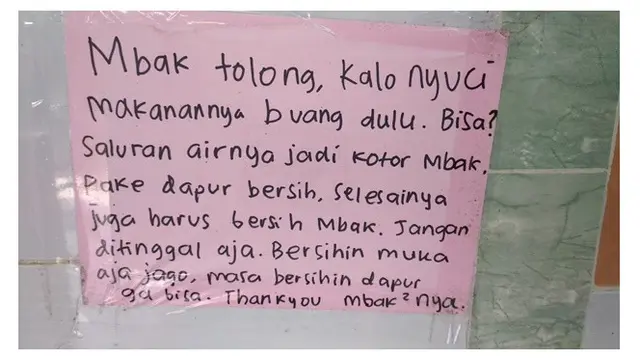 Peringatan di kos (Sumber: Twitter/@dilsdhee)