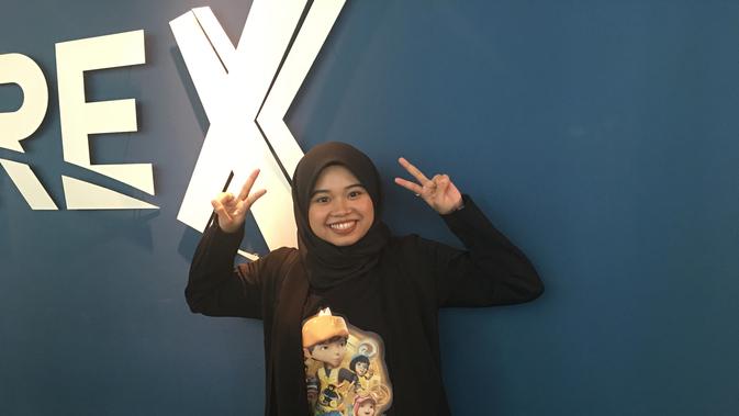 Pengisi suara karakter Boboiboy, Nurfathiah Diaz, bangga bisa datang ke Indonesia (Liputan6.com/ Wayan Diananto)